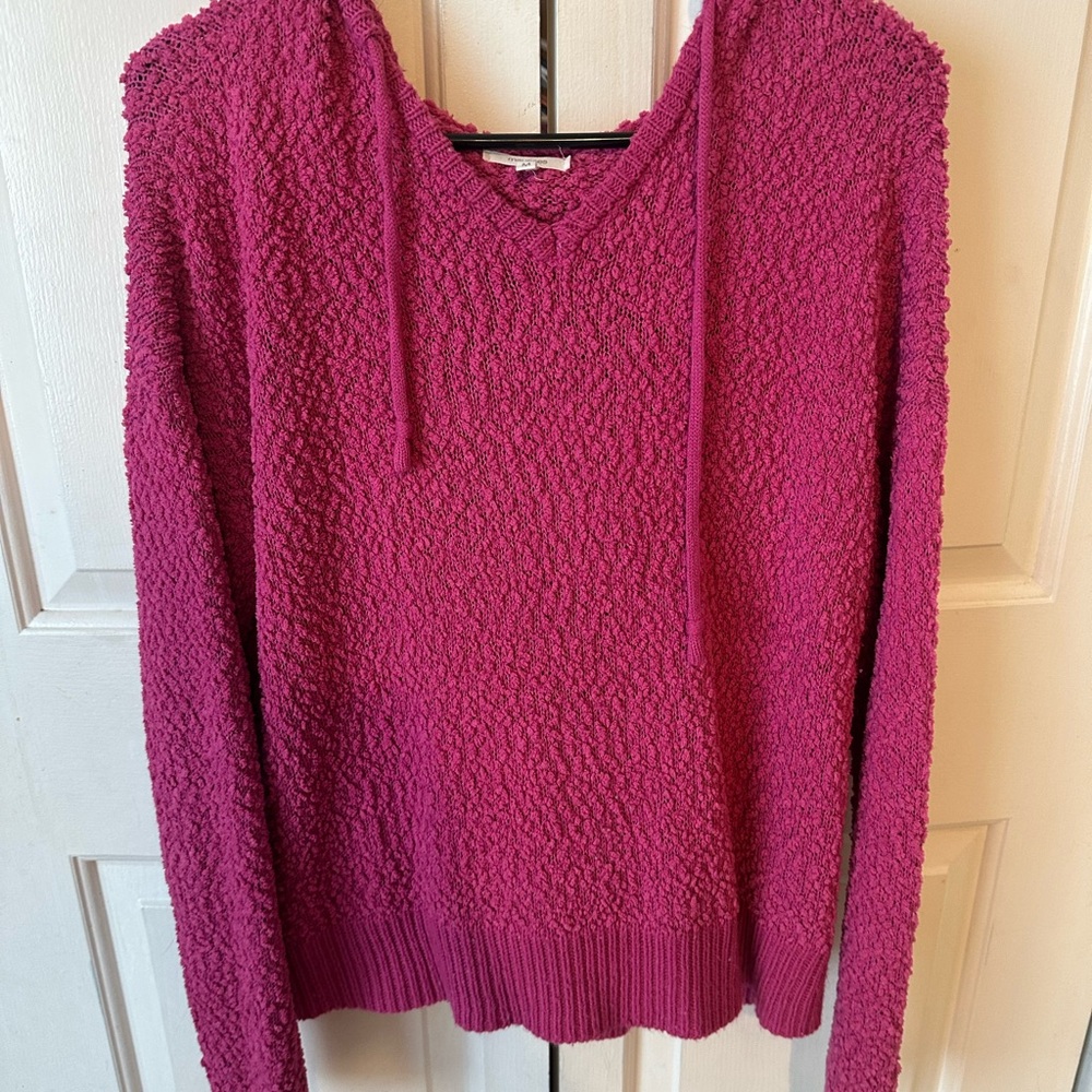 Maurices Pink Textured Hoodie Sweatshirt